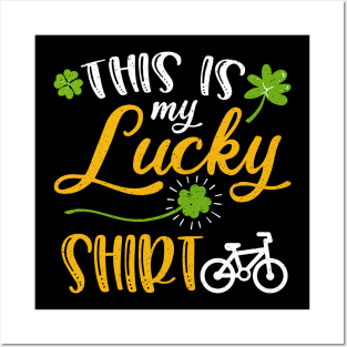 Cycling This is My Lucky Shirt St Patrick's Day Posters and Art